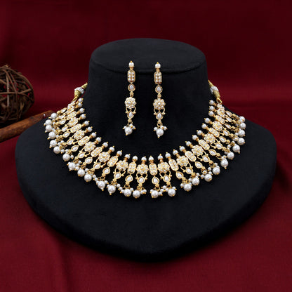 Pearl Beaded Jadaau Necklace Set