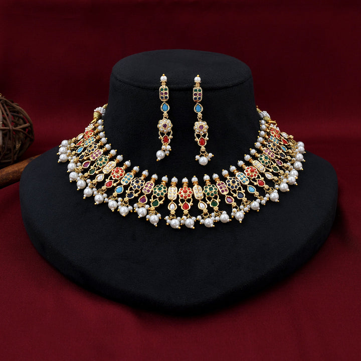 Pearl Beaded Jadaau Necklace Set