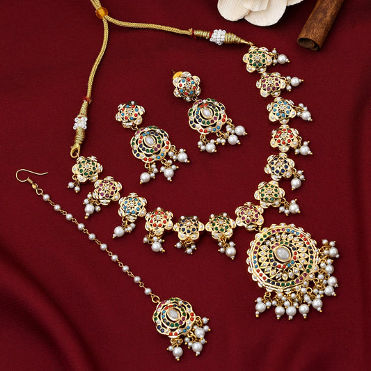 Traditional Navratna Necklace Set