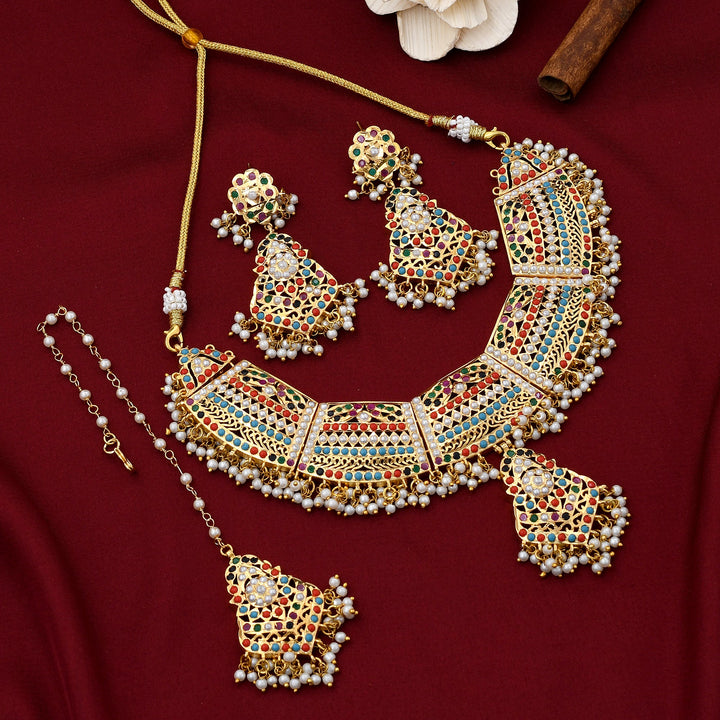 Navratna Jadaau Necklace Set