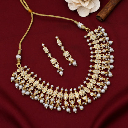 Pearl Beaded Jadaau Necklace Set