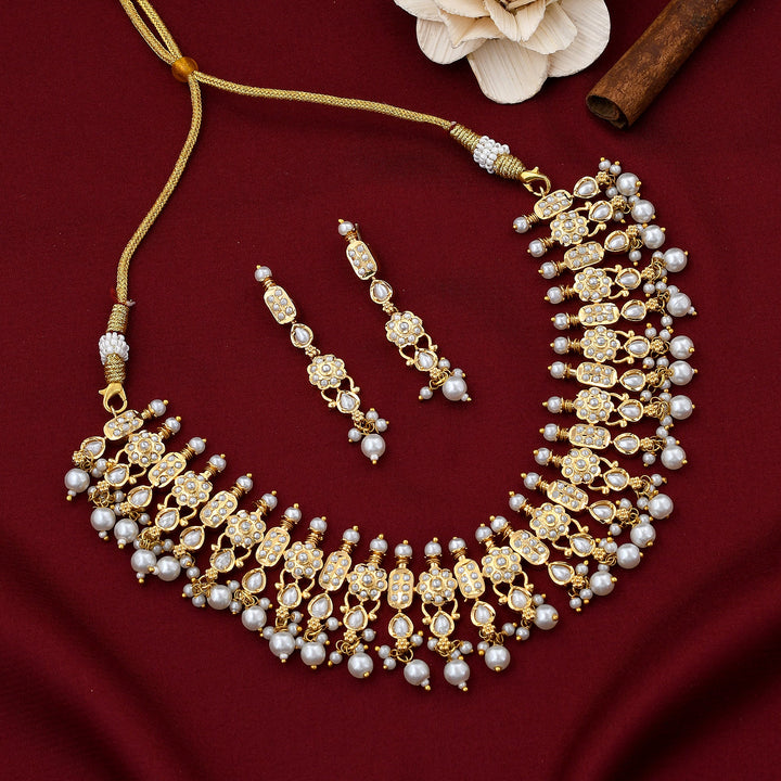 Pearl Beaded Jadaau Necklace Set