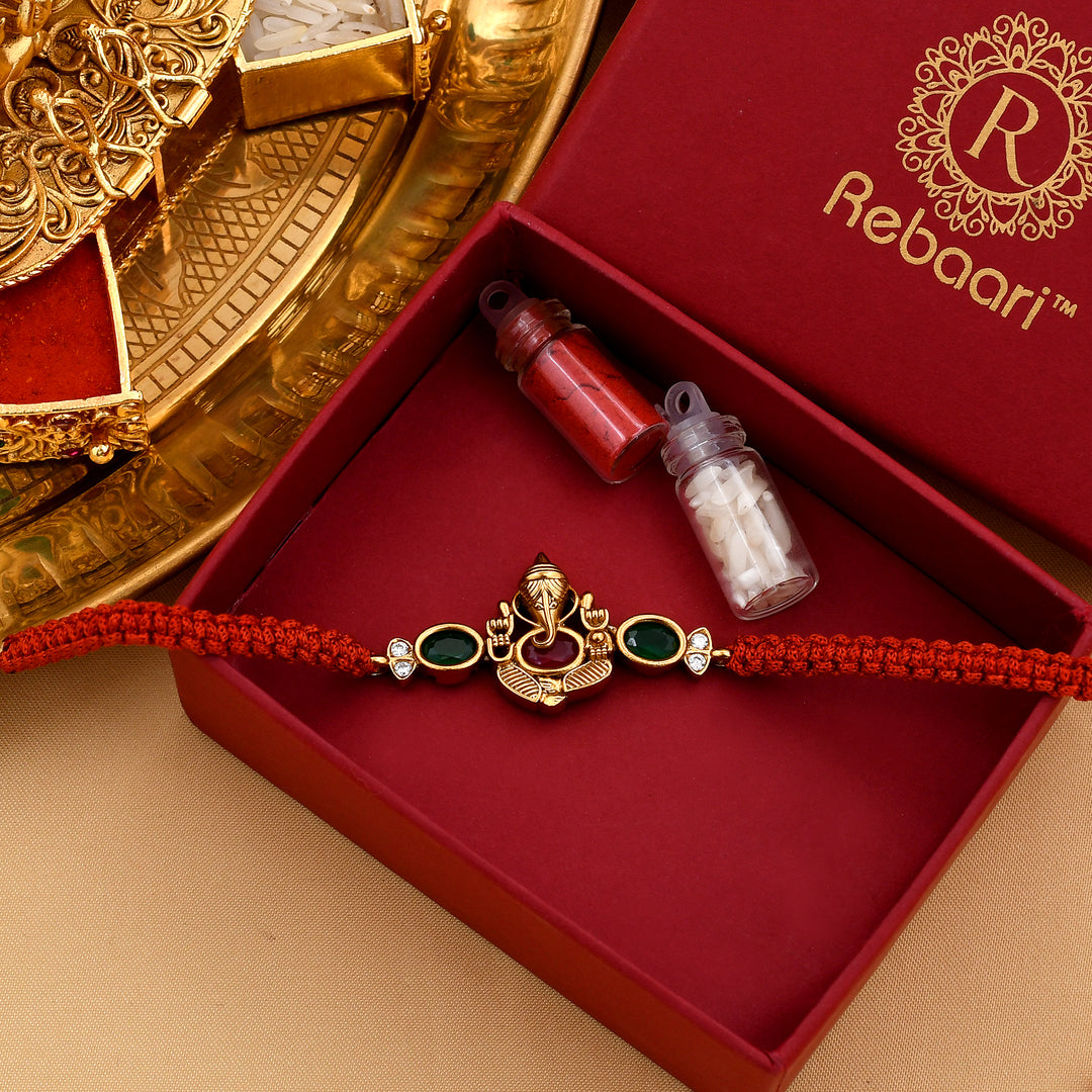 Antique Polish Shree Ganesha Rakhi