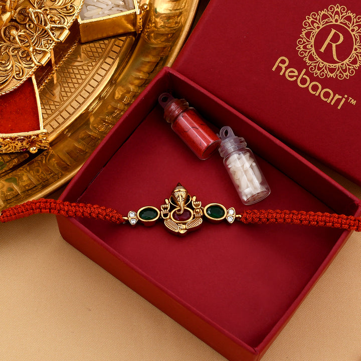 Antique Polish Shree Ganesha Rakhi
