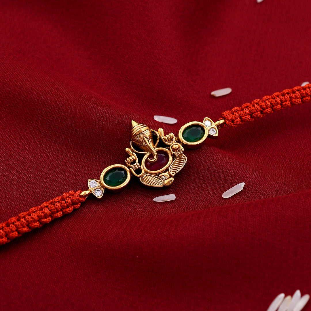 Antique Polish Shree Ganesha Rakhi