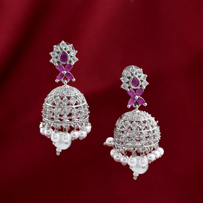 Delicate Zircon Jhumka Earrings