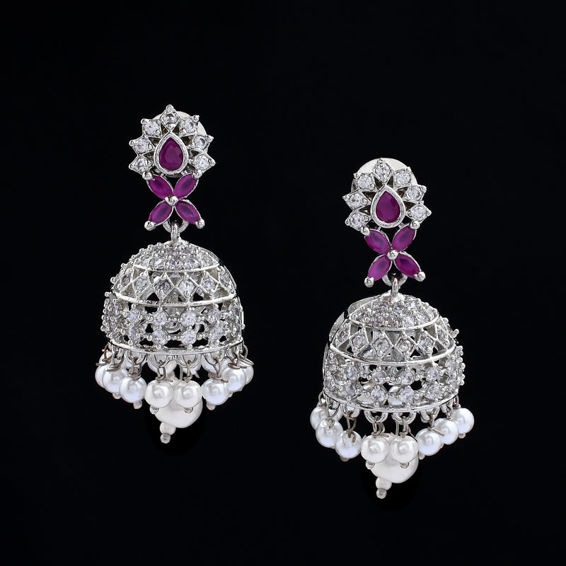 Delicate Zircon Jhumka Earrings