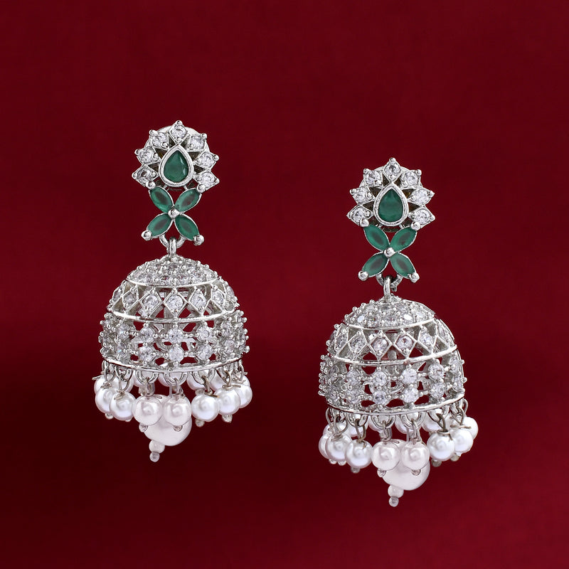 Delicate Zircon Jhumka Earrings