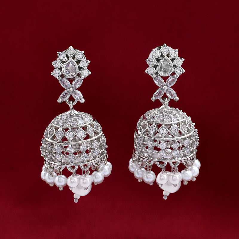 Delicate Zircon Jhumka Earrings