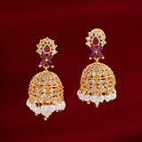 Gold Plated Zircon Jhumka Earrings