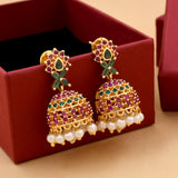 Exclusive Pearl Zircon Jhumka Earrings