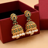 Exclusive Pearl Zircon Jhumka Earrings