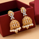 Exclusive Pearl Zircon Jhumka Earrings