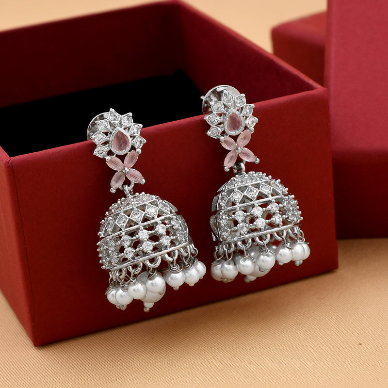 Delicate Zircon Jhumka Earrings