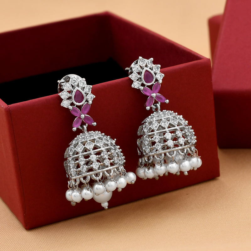 Delicate Zircon Jhumka Earrings