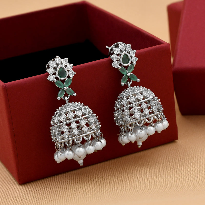 Delicate Zircon Jhumka Earrings