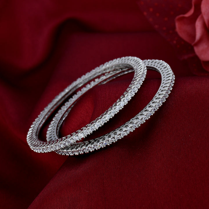 Silver Plated Zircon Bangles