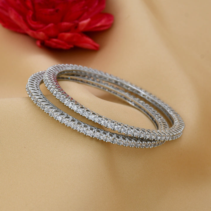 Silver Plated Zircon Bangles