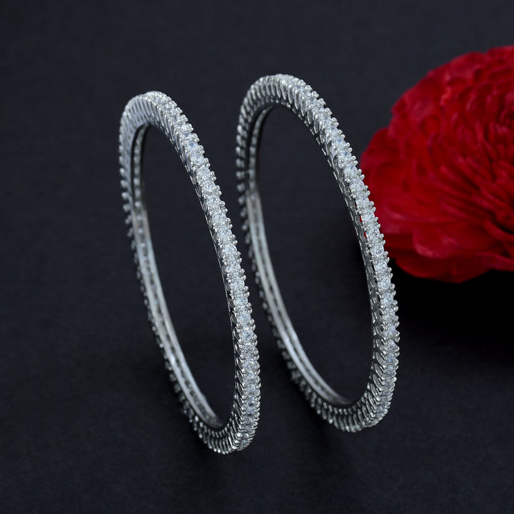 Silver Plated Zircon Bangles
