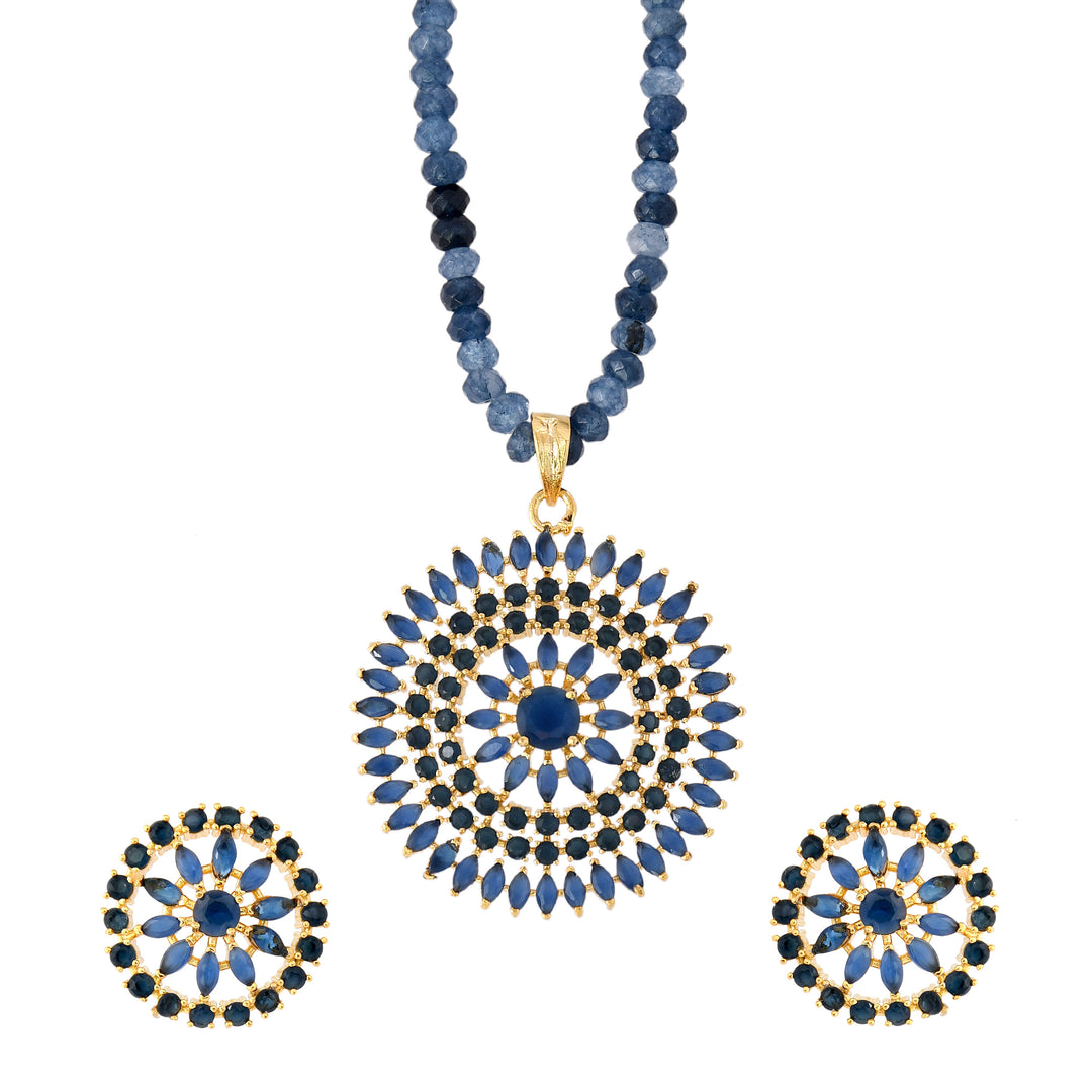 Round Shape Semi Precious Pendant Set