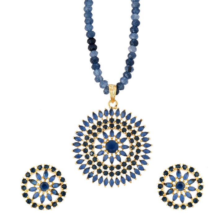 Round Shape Semi Precious Pendant Set