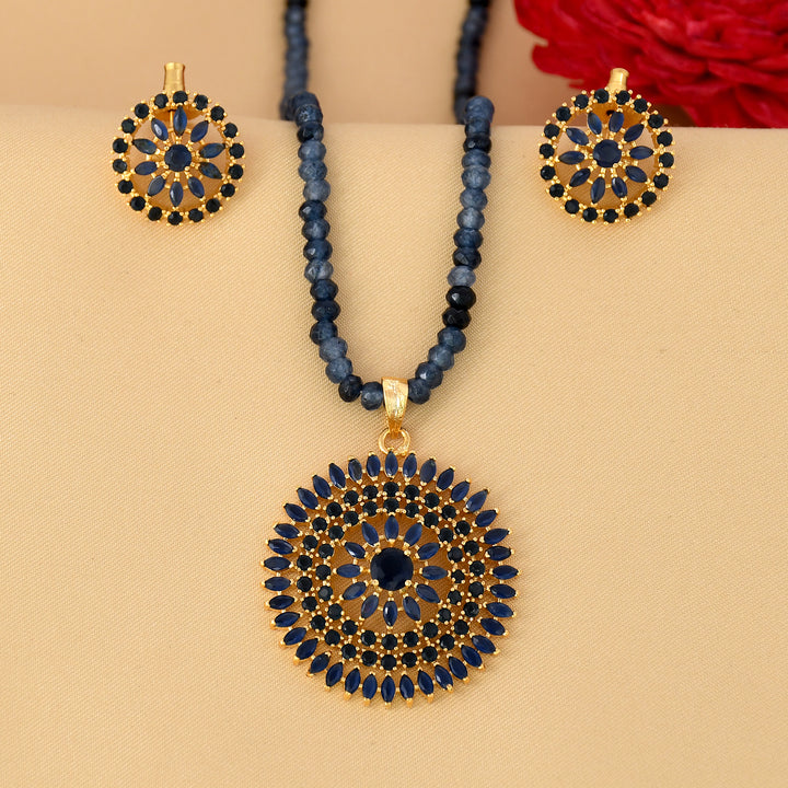Round Shape Semi Precious Pendant Set