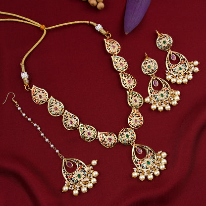 Designer Gold Plated Jadaau Necklace Set