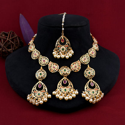 Designer Gold Plated Jadaau Necklace Set