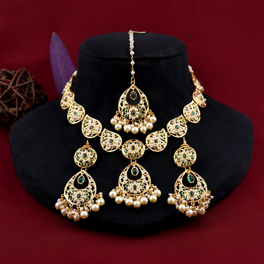 Designer Gold Plated Jadaau Necklace Set