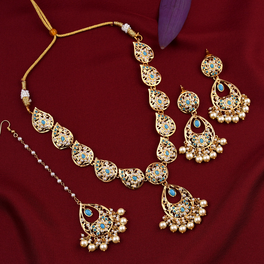 Designer Gold Plated Jadaau Necklace Set