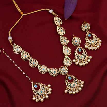 Designer Gold Plated Jadaau Necklace Set