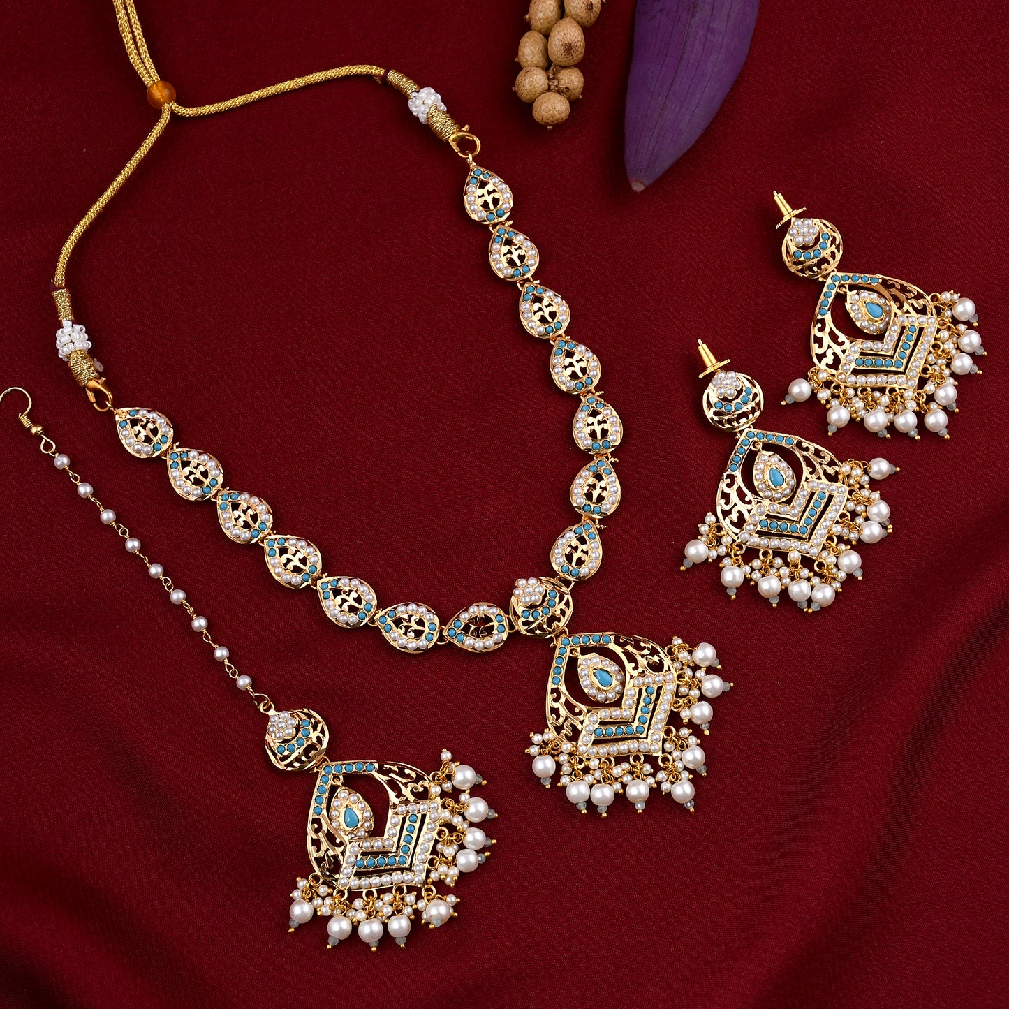 Gold Plated Jadaau Necklace Set
