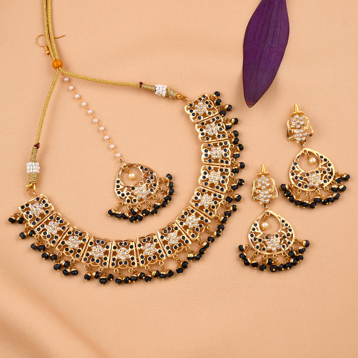 Gold Plated Jadau Necklace Set