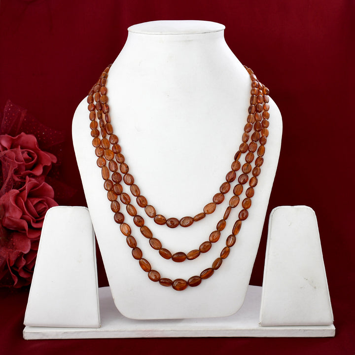 Hessonite Stone Beads Necklace
