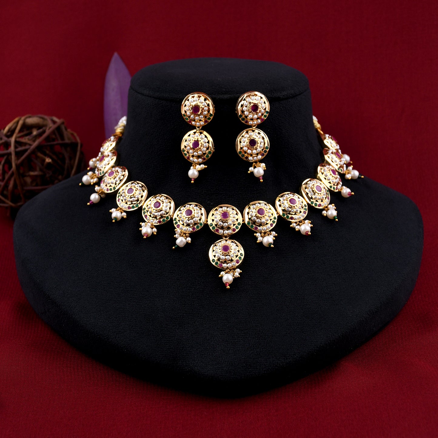 Traditional Jadaau Necklace Set