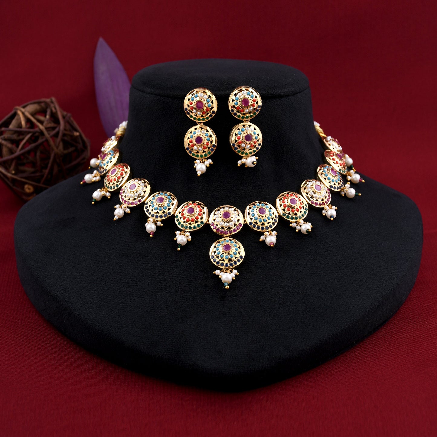 Traditional Jadaau Necklace Set