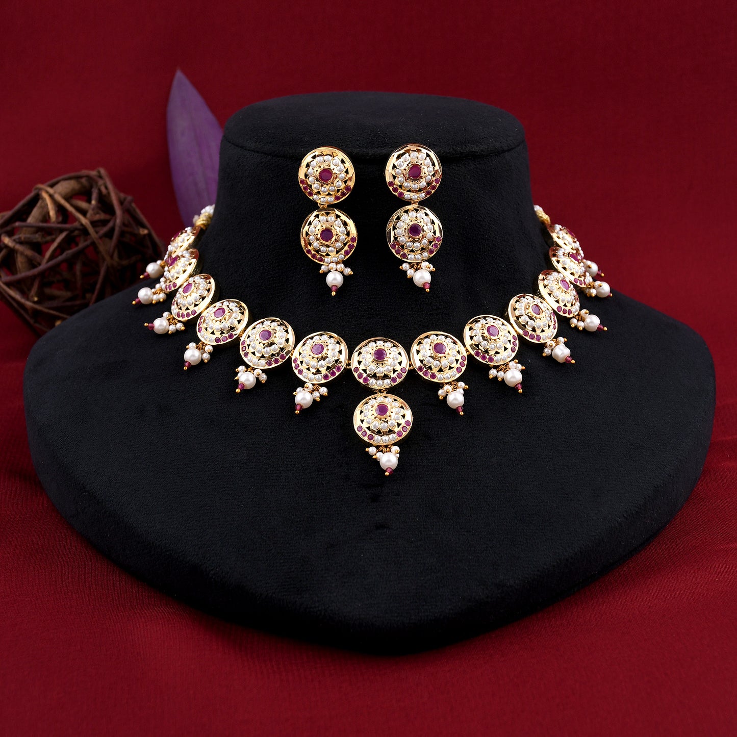 Traditional Jadaau Necklace Set
