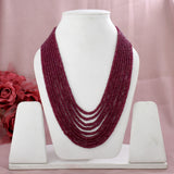 Natural Ruby Beaded 9 Layer Necklace