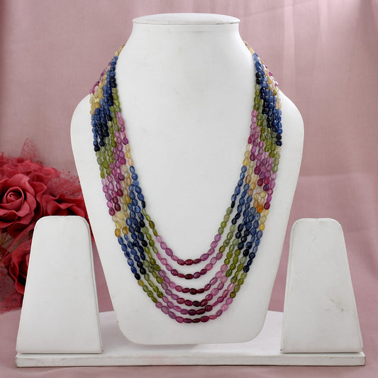 Natural Multi Sapphire Beaded Necklace