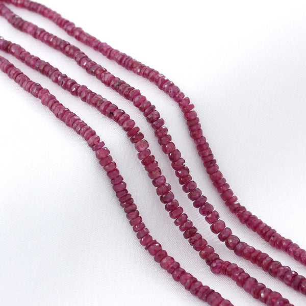 Natural Ruby Rondelle Faceted Gemstone Necklace
