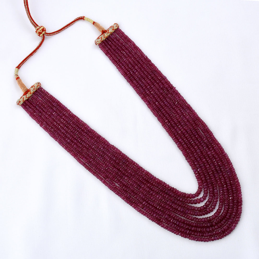 Natural Ruby Beaded 9 Layer Necklace