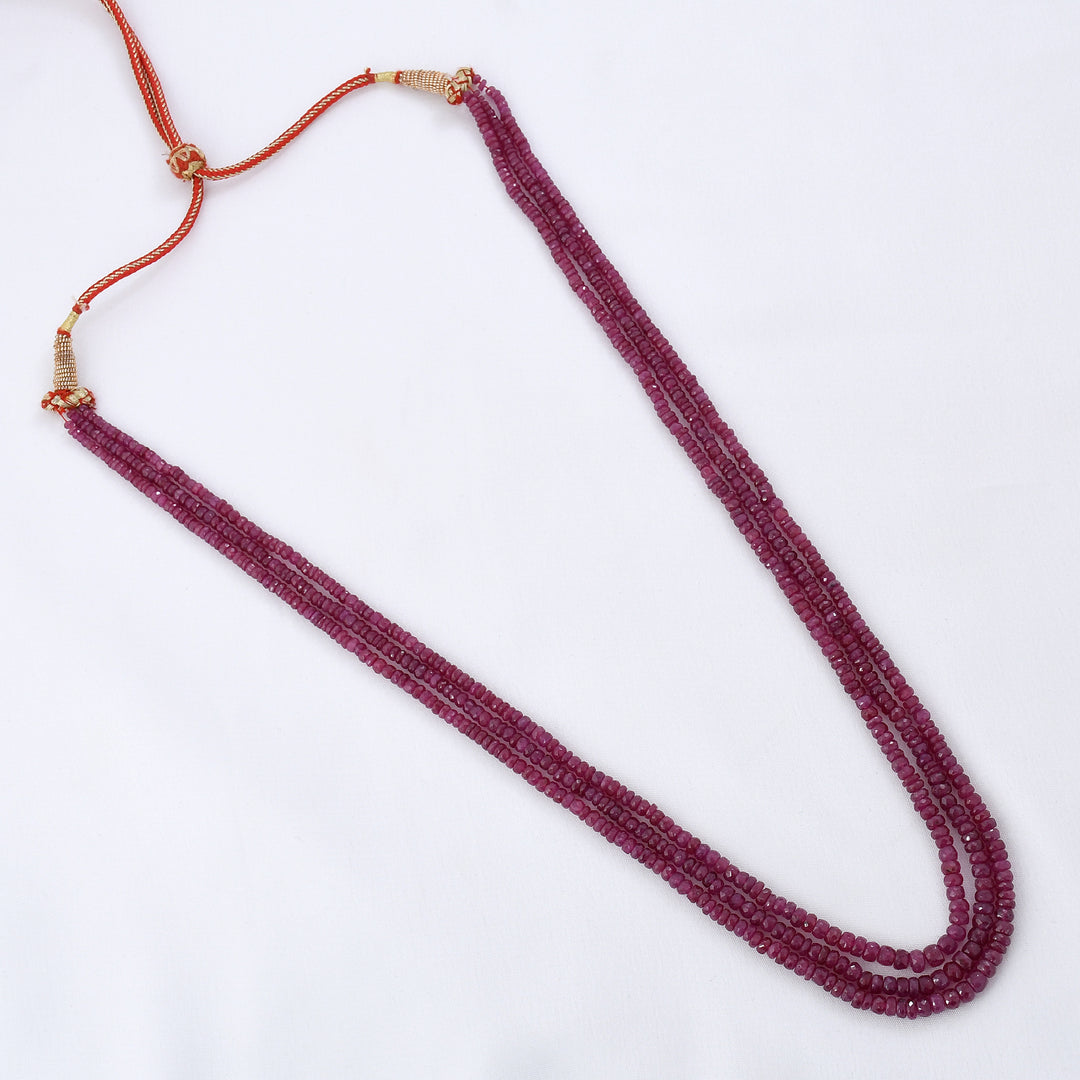 Three Layer Real Ruby Necklace