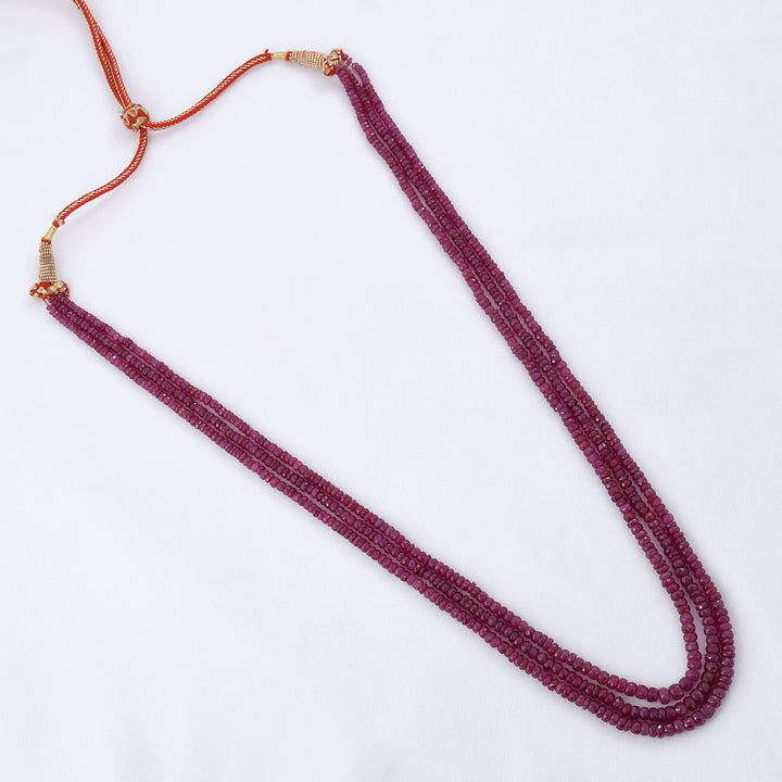 Three Layer Real Ruby Necklace