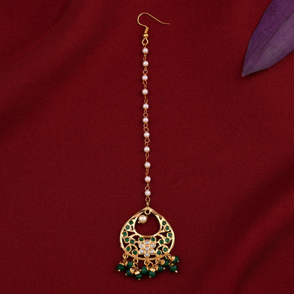 Dazzling Gold Plated Jadau Necklace Set