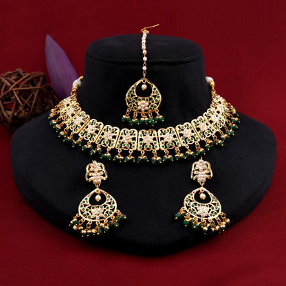 Dazzling Gold Plated Jadau Necklace Set