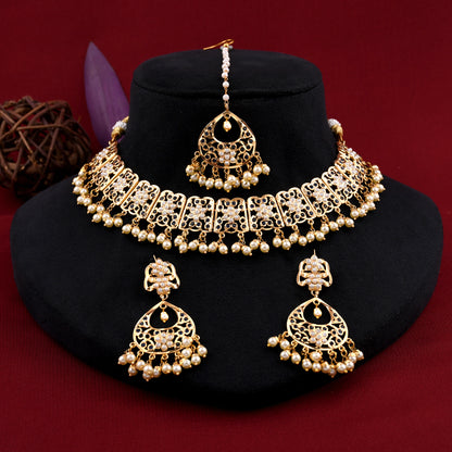 Gold Plated Jadau Necklace Set