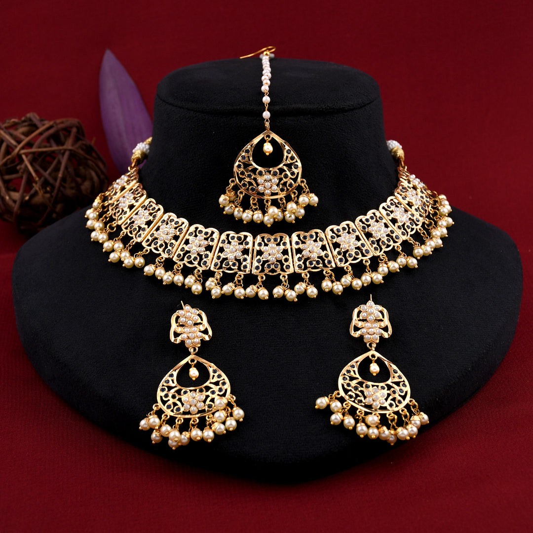 Gold Plated Jadau Necklace Set