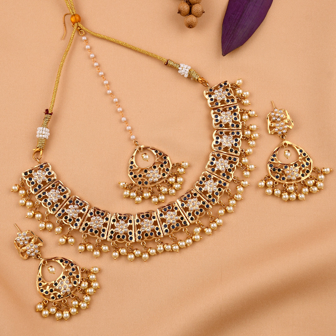 Gold Plated Jadau Necklace Set