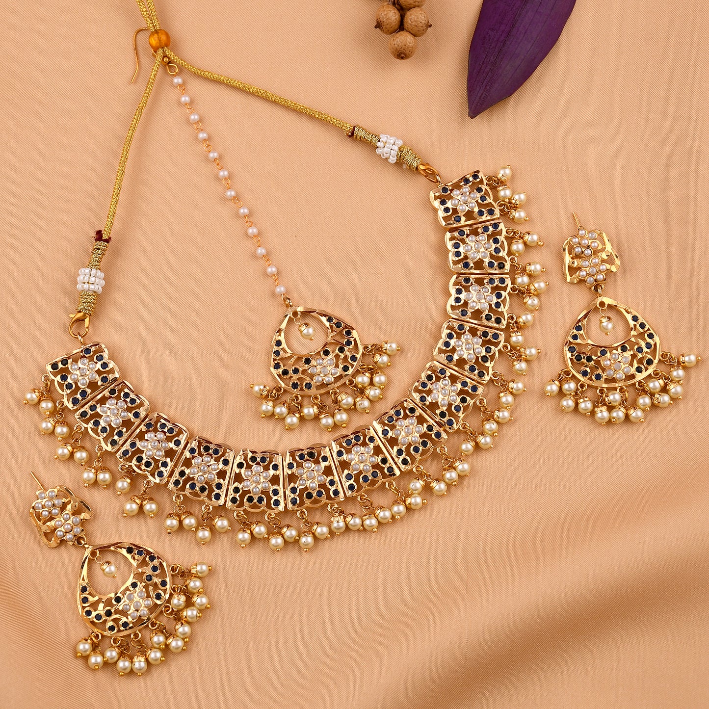 Gold Plated Jadau Necklace Set