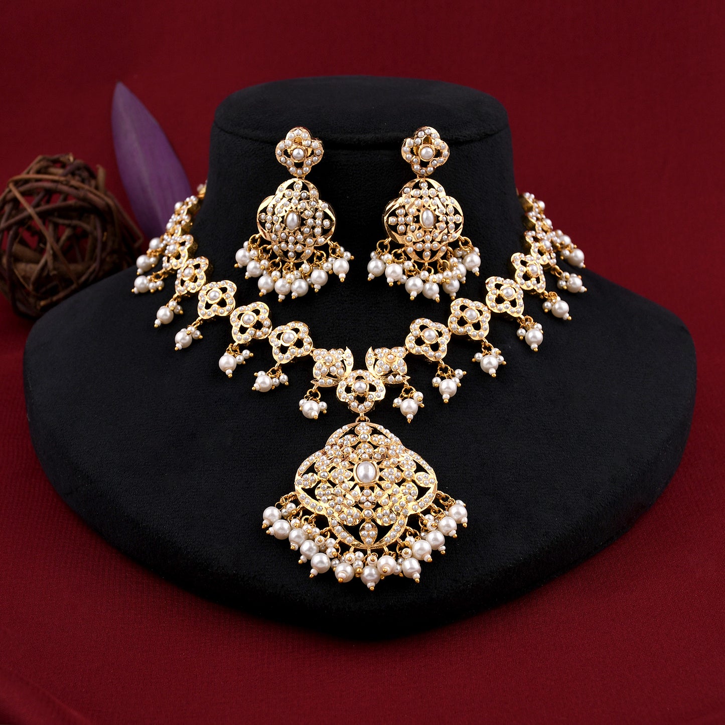 Gold Plated Jadaau Necklace Set
